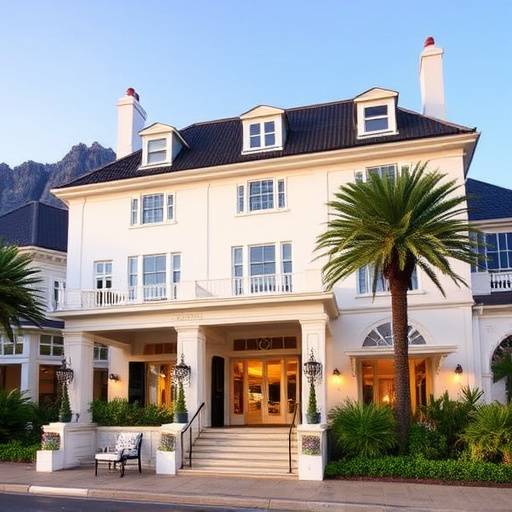 Exterior of 'The Bay Hotel' luxury accommodation in Camps Bay, Cape Town
