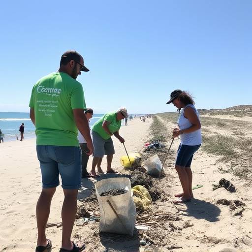 Volunteers from Cape Connect participating in a beach cleanup event, demonstrating their commitment to environmental sustainability.